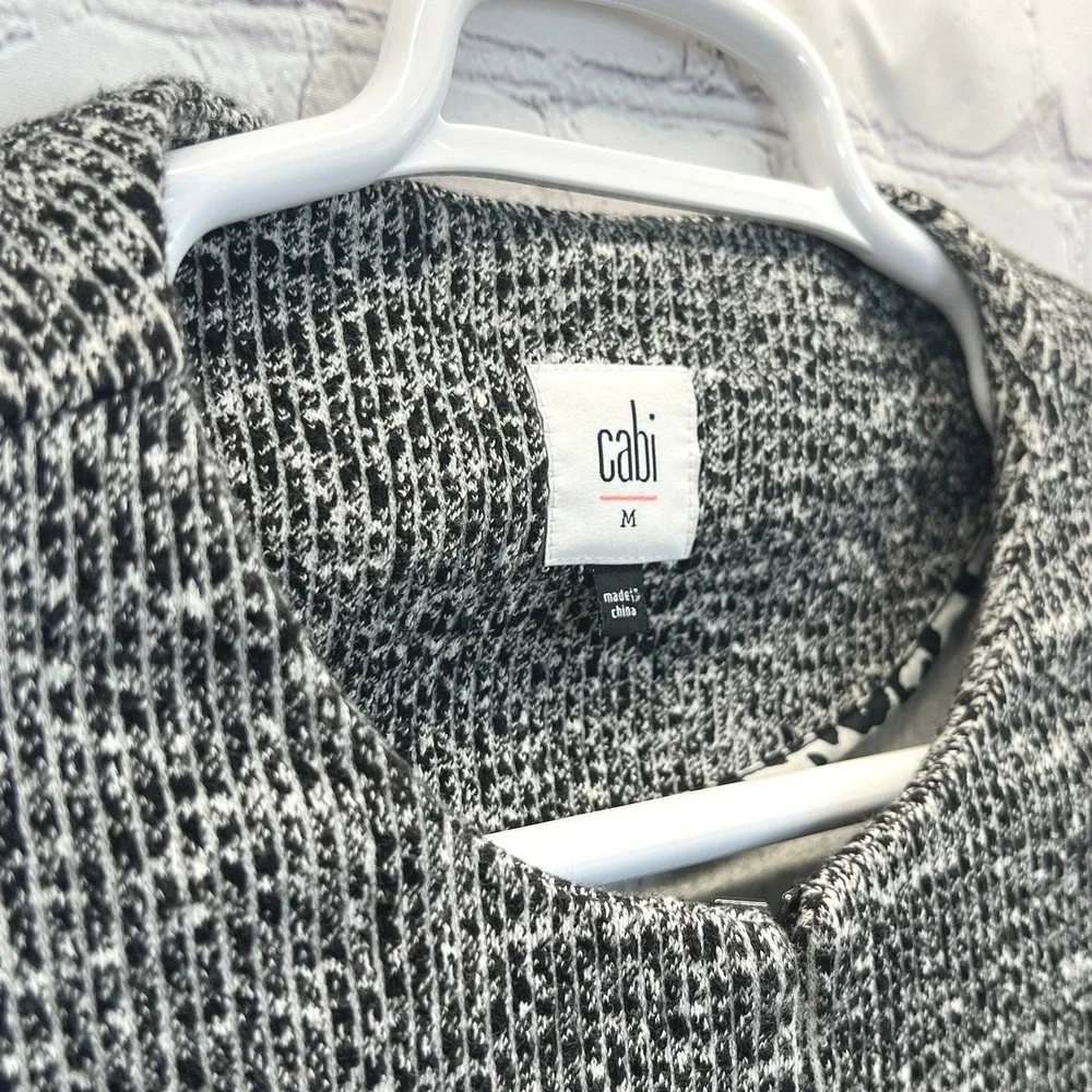 Cabi Topper Jacket‎ M Open Front Tiered Knit Gray Black Office Casual Classic